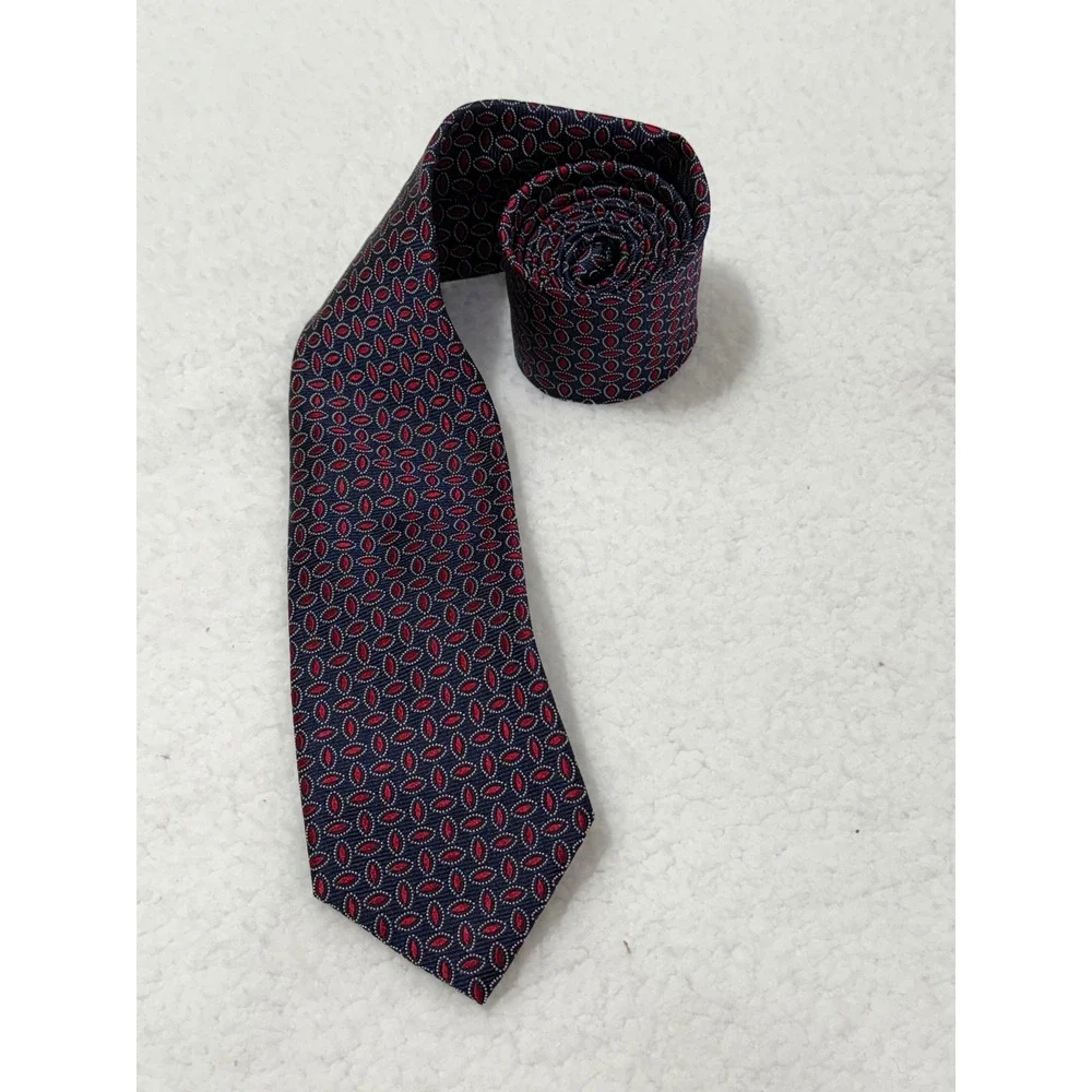 JOS.A.BANK Executive Mens Necktie‎ Navy Blue Red Patterned Business Formal